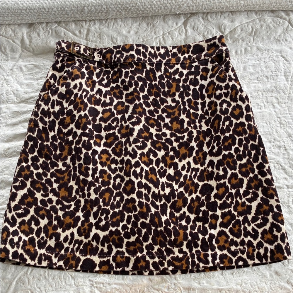 J. Crew Leopard A-Line Mini Skirt in Brown and Black